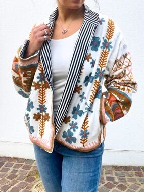 Blinkbuy Embroidered Floral Boho Jacket